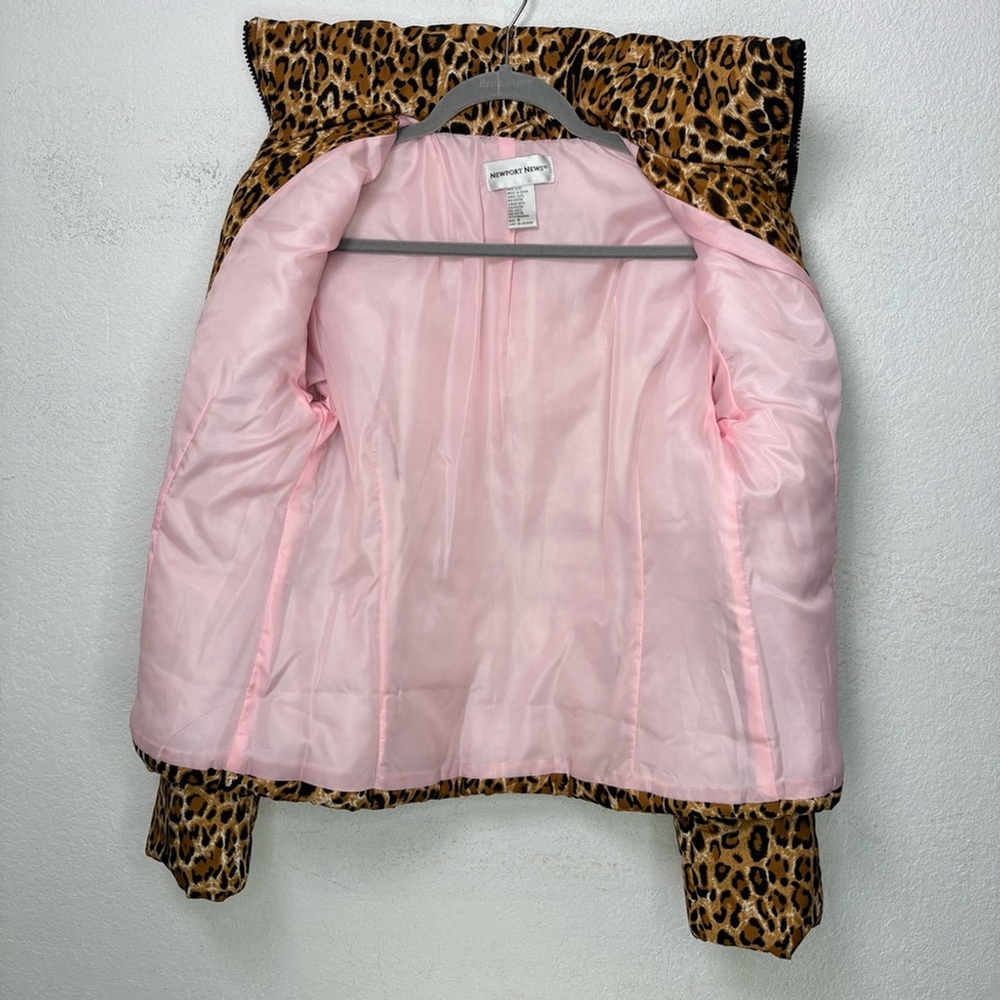 Y2K Leopard Cropped Puffer Jacket S Indie Sleaze Mobwife Apres Ski - Picture 7 of 11